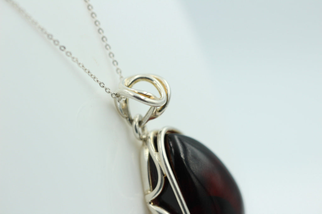 Design Bernstein Anhänger 925 Silber Bernsteinanhänger Collier Kette Bernstein