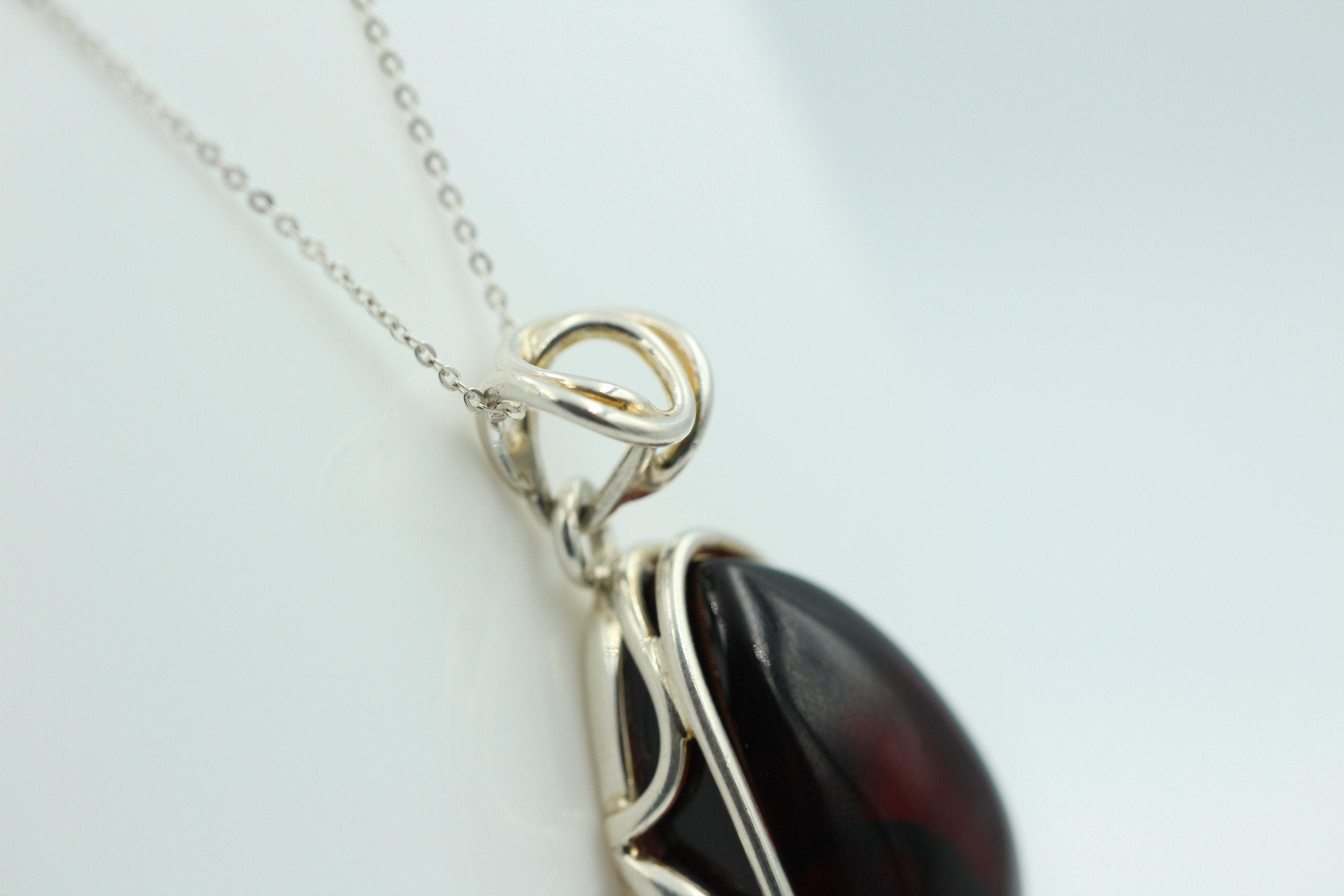 Design Bernstein Anhänger 925 Silber Bernsteinanhänger Collier Kette Bernstein