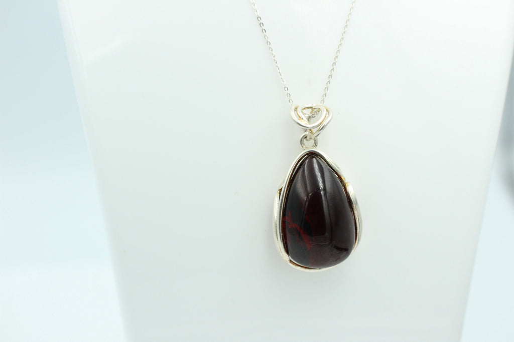 Design Bernstein Anhänger 925 Silber Bernsteinanhänger Collier Kette Bernstein