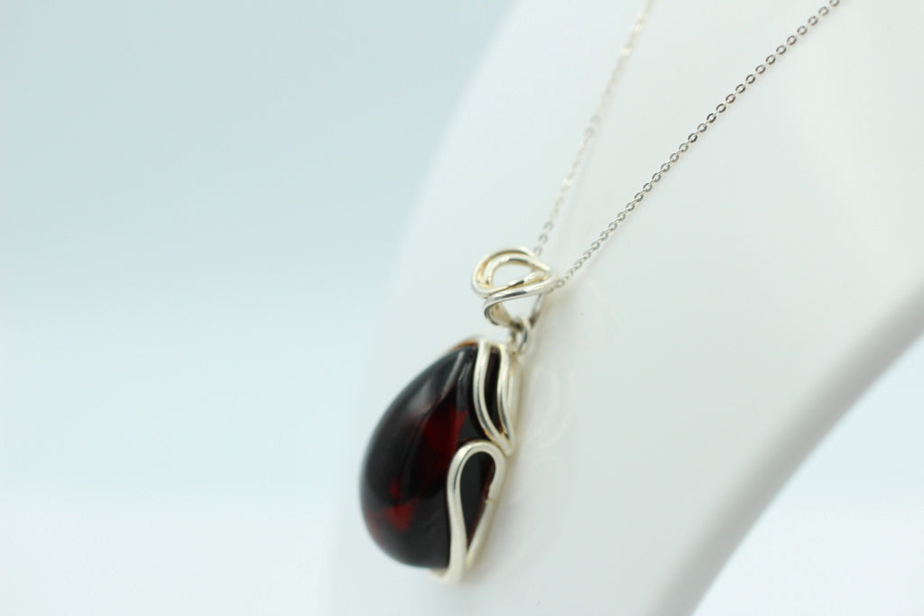 Design Bernstein Anhänger 925 Silber Bernsteinanhänger Collier Kette Bernstein