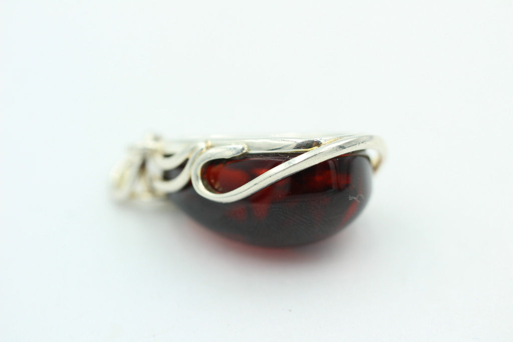 Design Bernstein Anhänger 925 Silber Bernsteinanhänger Collier Kette Bernstein