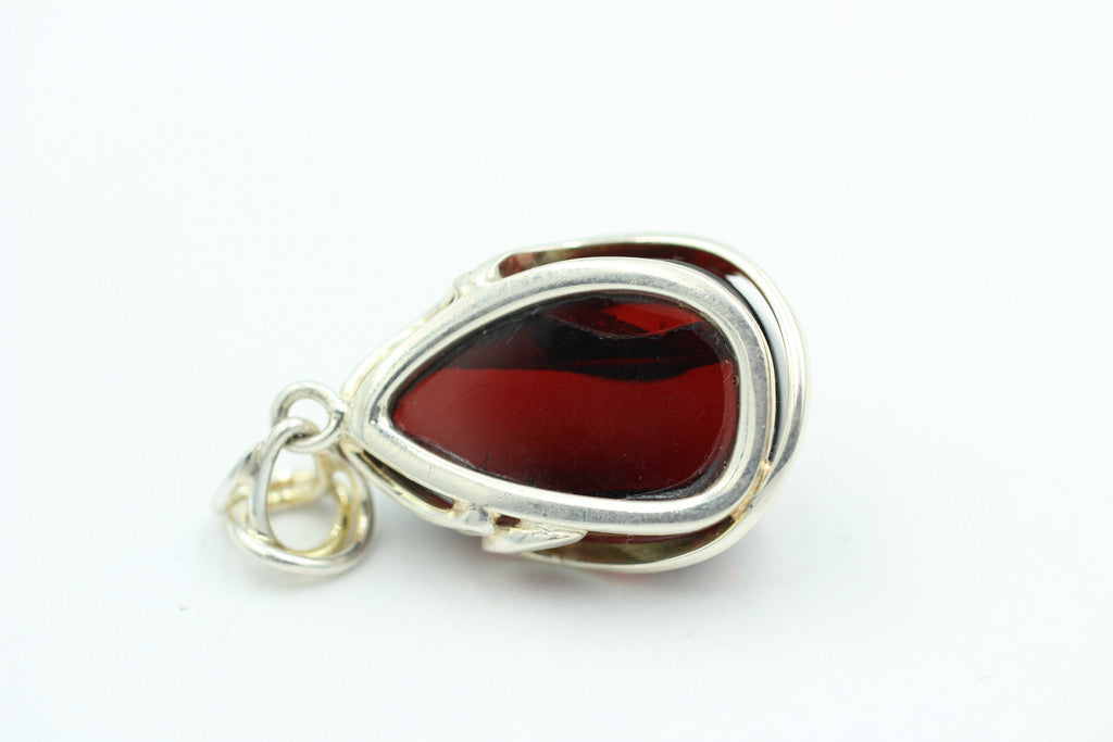 Design Bernstein Anhänger 925 Silber Bernsteinanhänger Collier Kette Bernstein