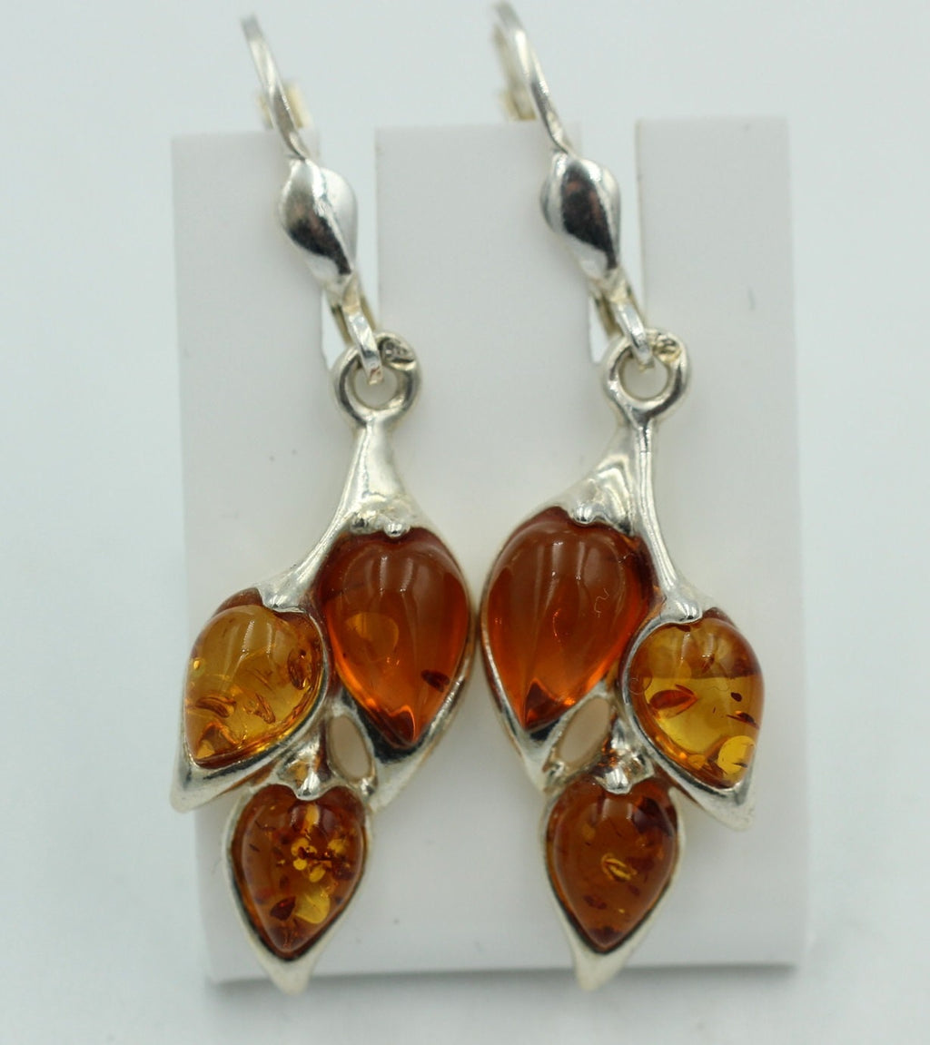 Design Bernstein Ohrhänger 925 Silber Bernsteinohrschmuck 6 Bernsteine Top