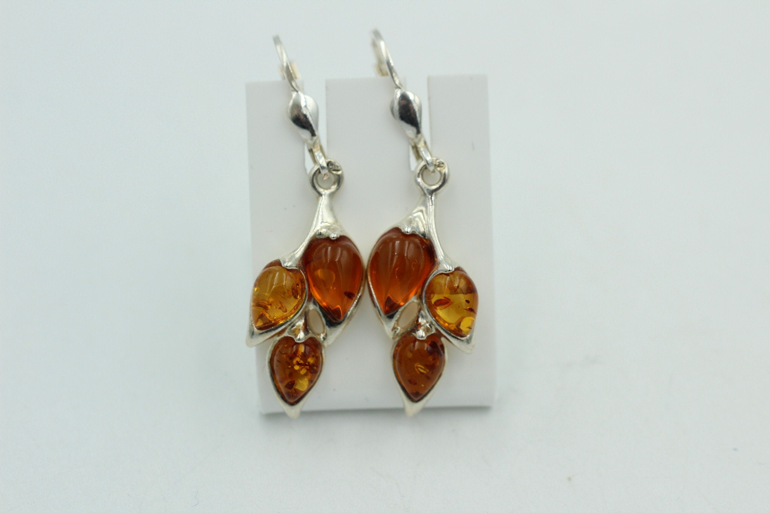 Design Bernstein Ohrhänger 925 Silber Bernsteinohrschmuck 6 Bernsteine Top