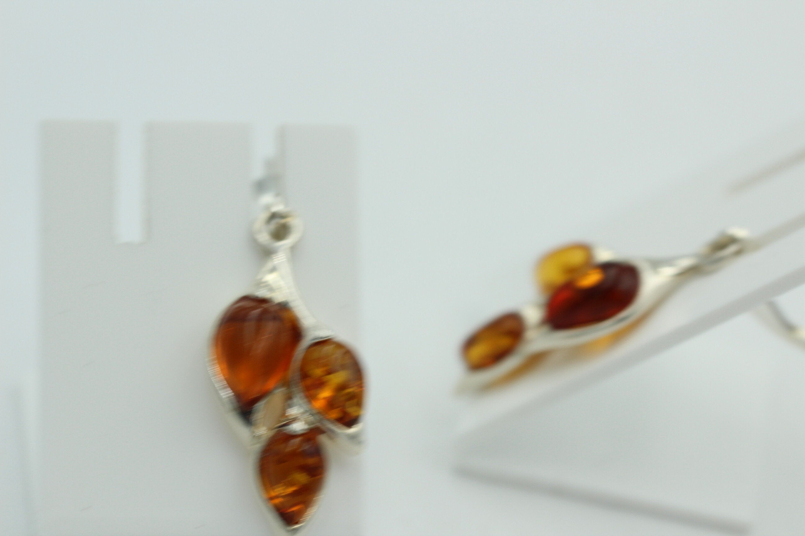 Design Bernstein Ohrhänger 925 Silber Bernsteinohrschmuck 6 Bernsteine Top