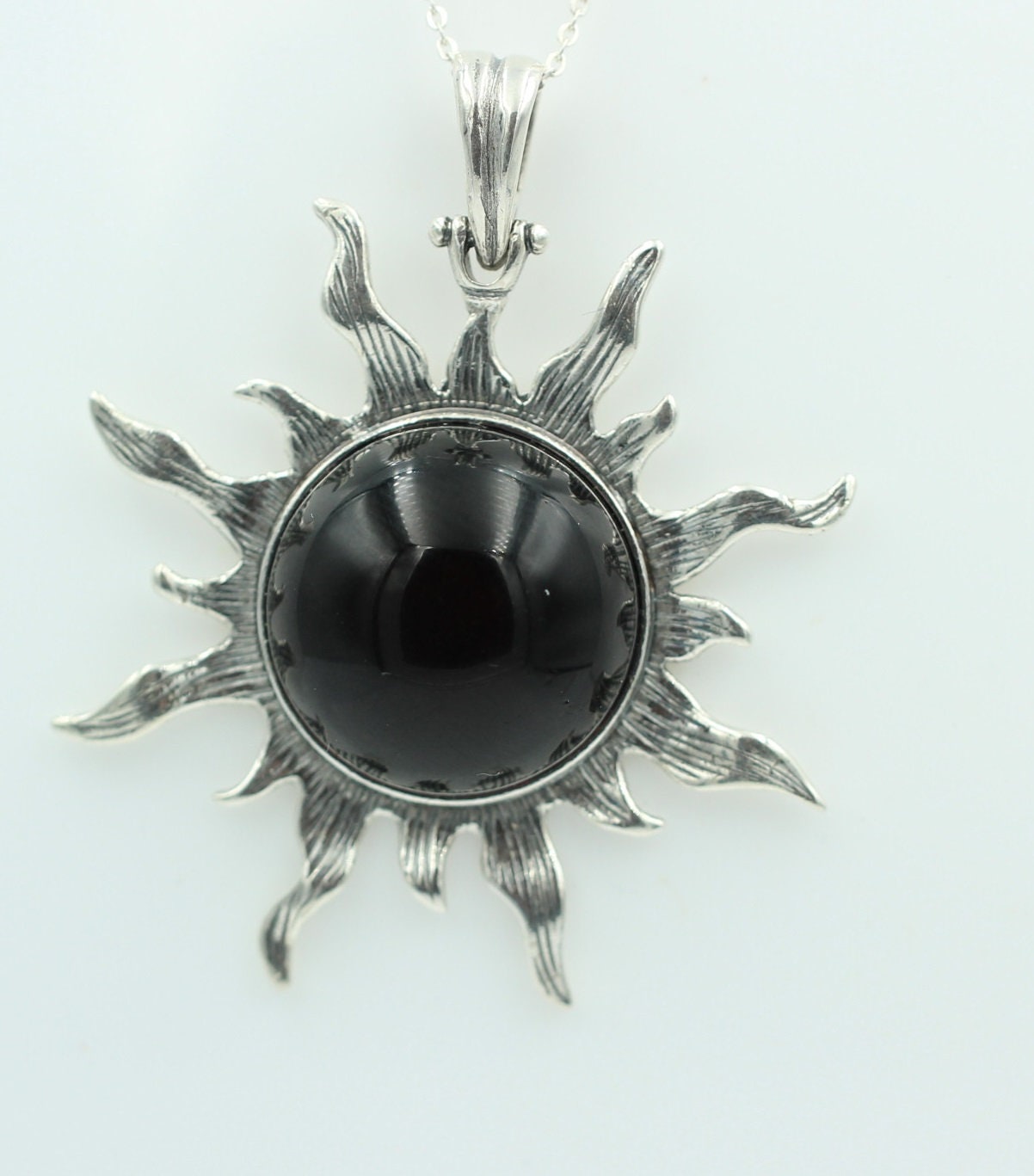 Bernstein Sonnen Anhänger 925 Silber Collier Kette Sonnenanhägner Schmuck