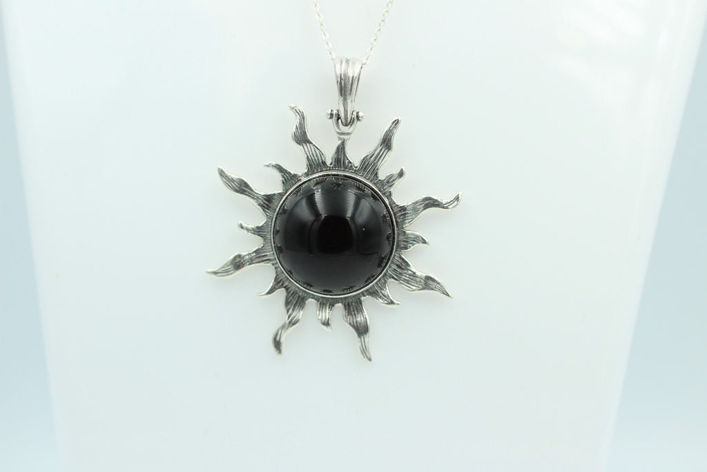 Bernstein Sonnen Anhänger 925 Silber Collier Kette Sonnenanhägner Schmuck