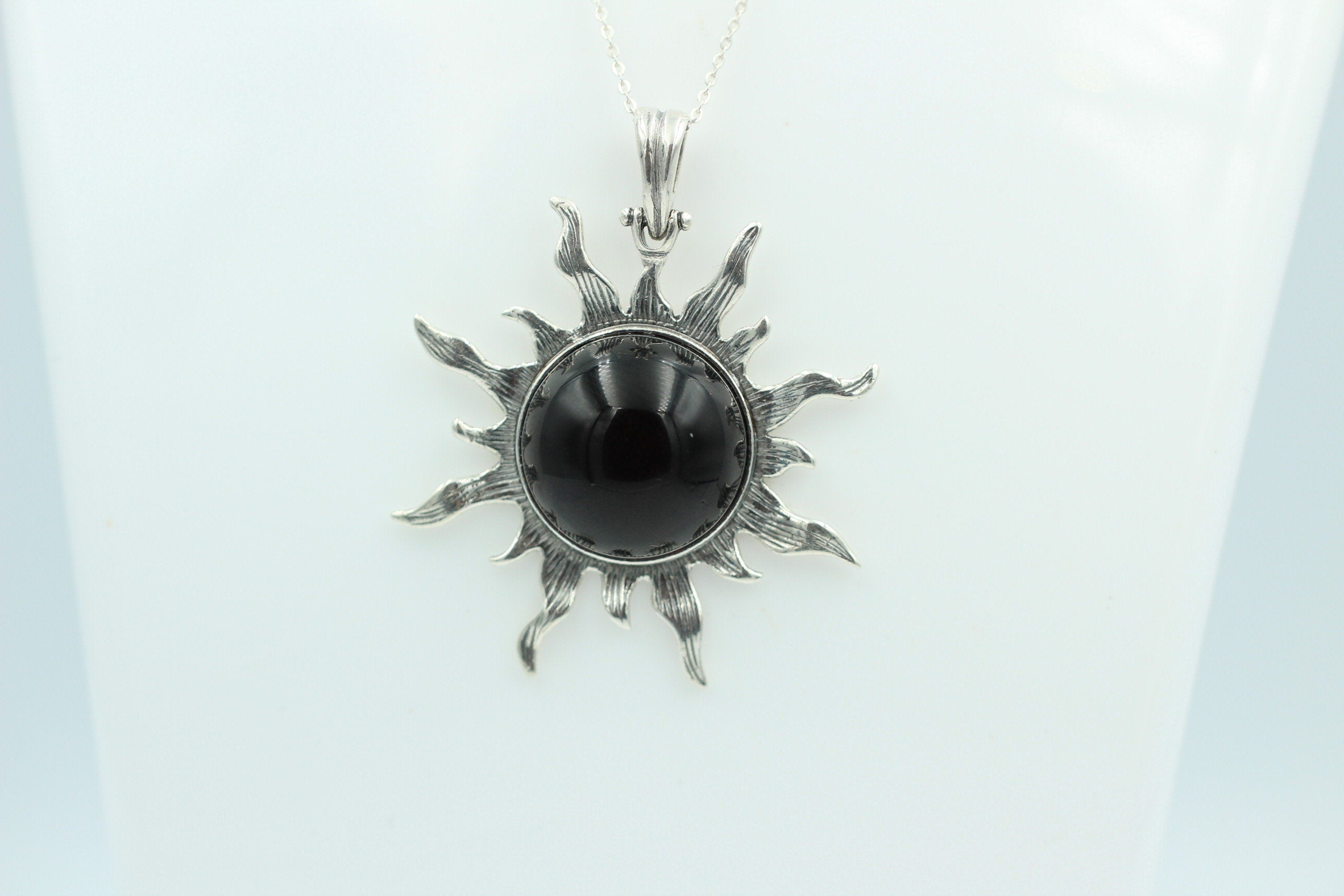 Bernstein Sonnen Anhänger 925 Silber Collier Kette Sonnenanhägner Schmuck
