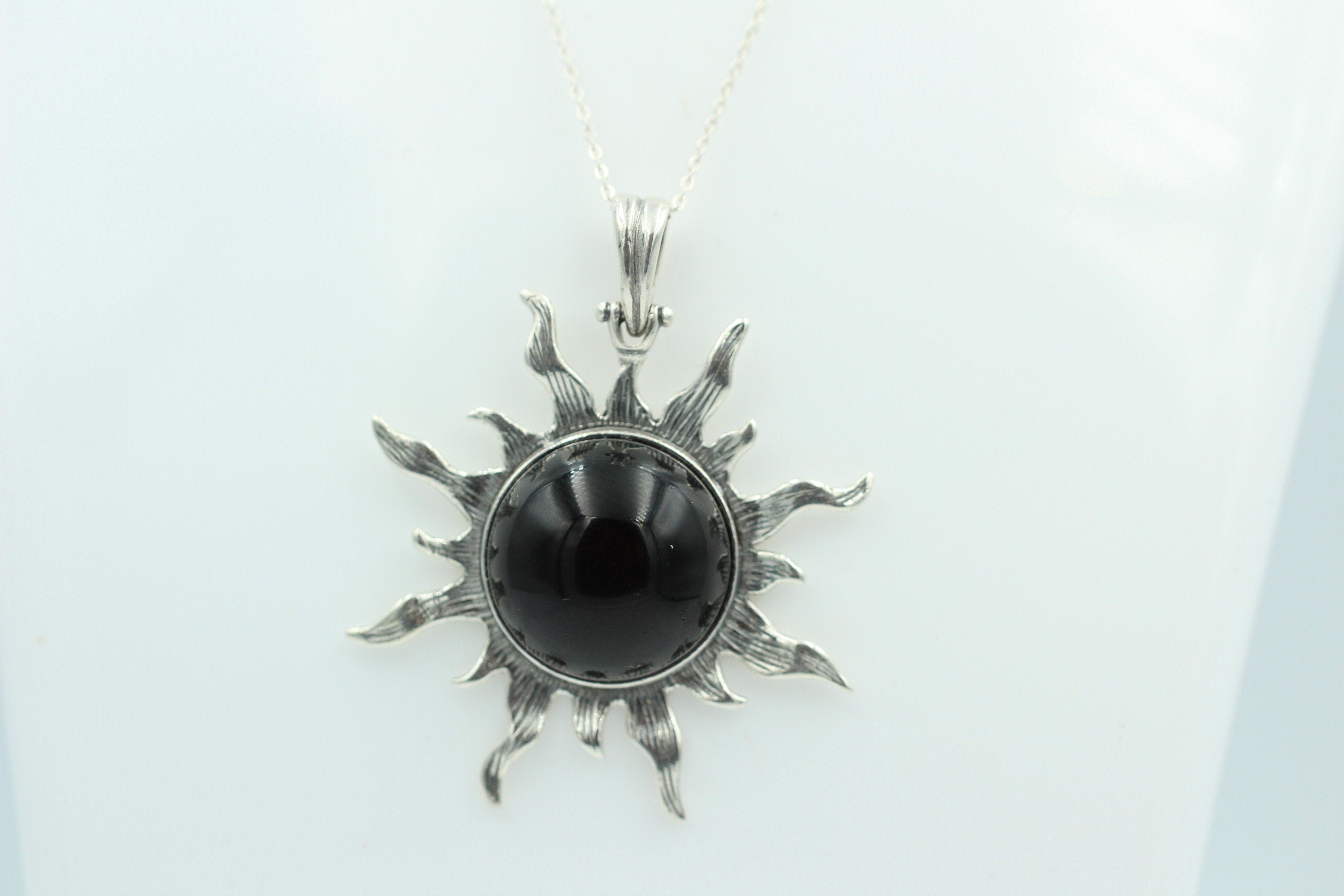 Bernstein Sonnen Anhänger 925 Silber Collier Kette Sonnenanhägner Schmuck