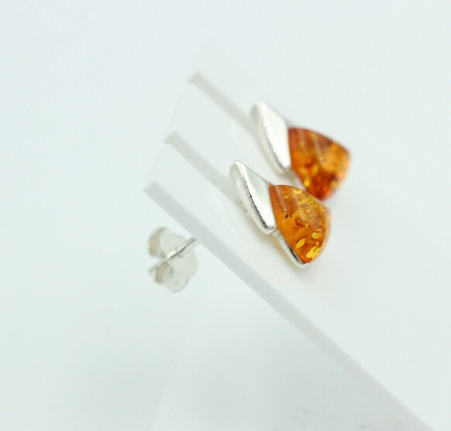 Edler Bernstein Ohrstecker Unisex 925 Silber Ohrschmuck Bernsten aus Litauen