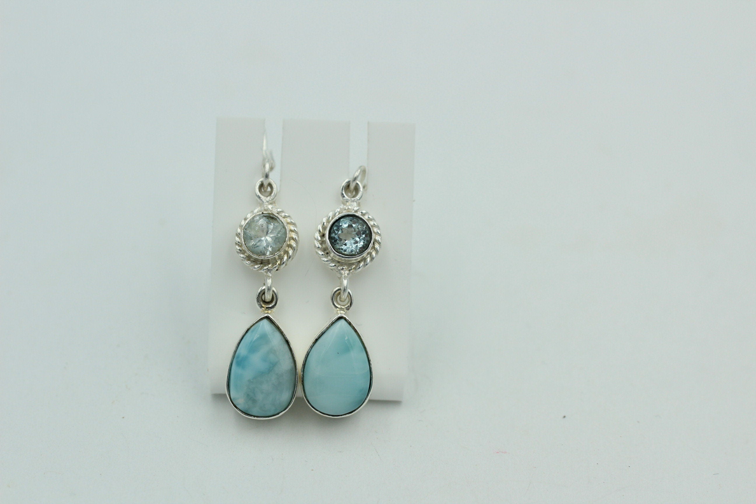 1,6 Carat Blautopas Larimar Ohrhänger 925 Silber Larimarschmuck Sonderposten
