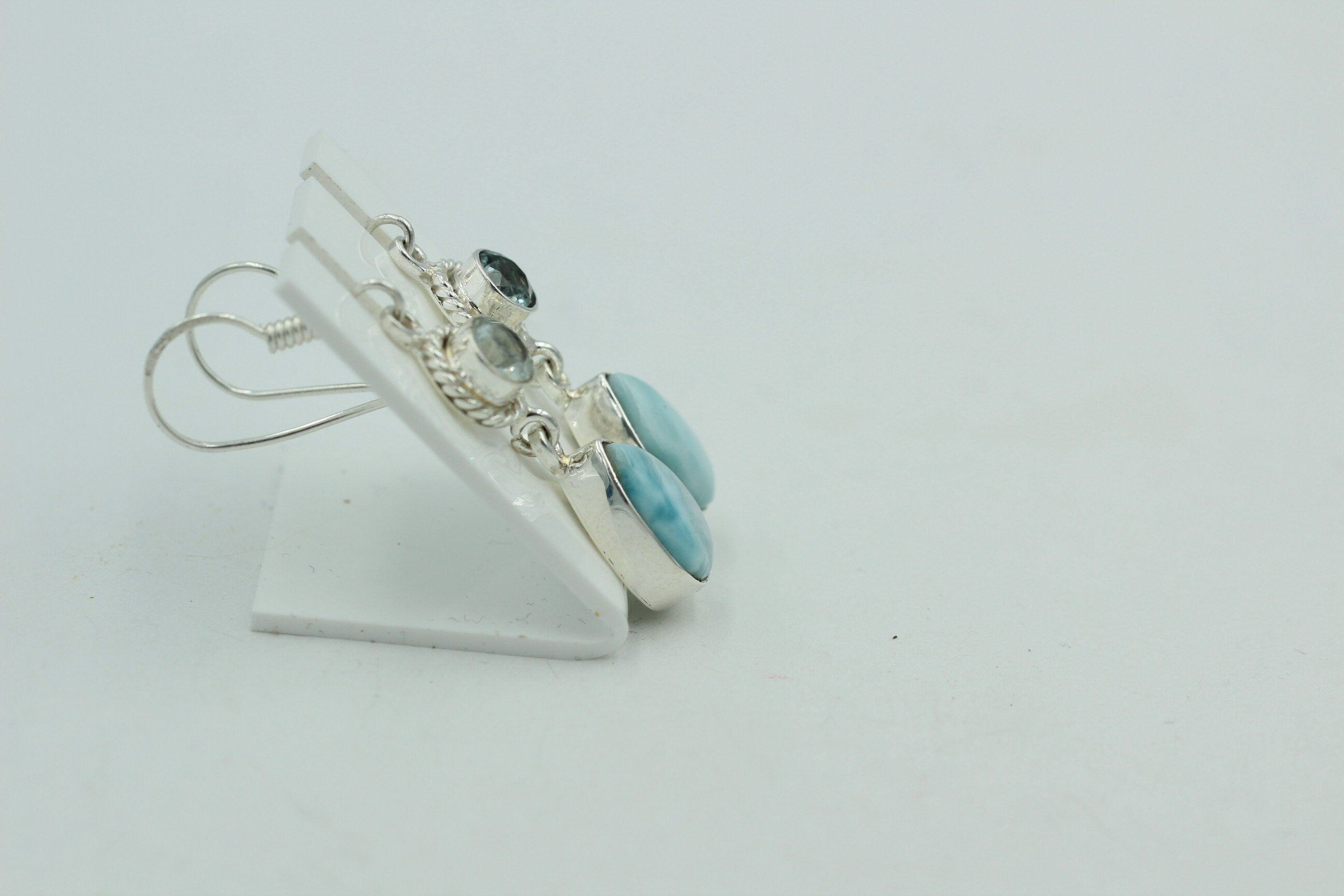 1,6 Carat Blautopas Larimar Ohrhänger 925 Silber Larimarschmuck Sonderposten
