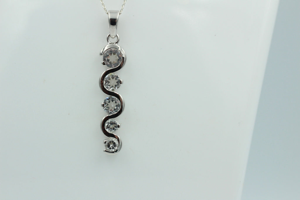 Anhänger 1,35 CaratTopas 925 Silber Collier Kette weißer Topas Anhänger Top Edel