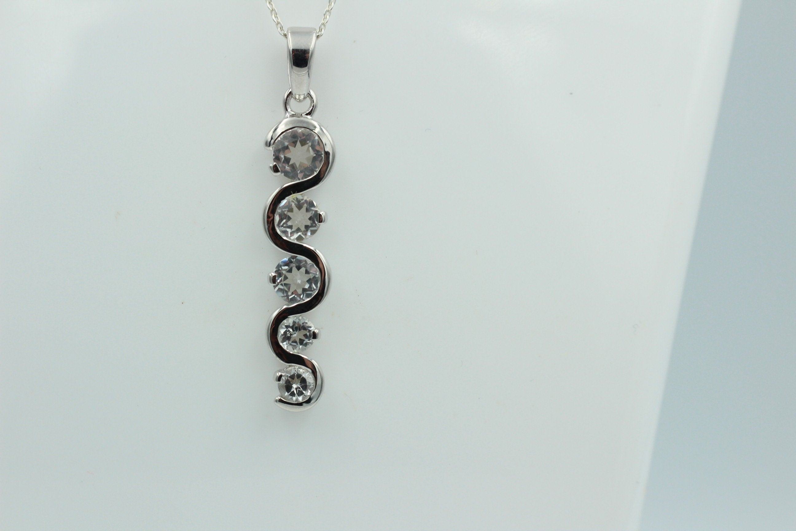Anhänger 1,35 CaratTopas 925 Silber Collier Kette weißer Topas Anhänger Top Edel