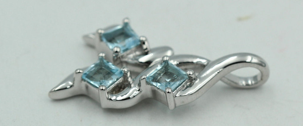Edler 1,2 Carat Blautopas Anhänger 925 Silber Collier Kette Topasanhänger Top