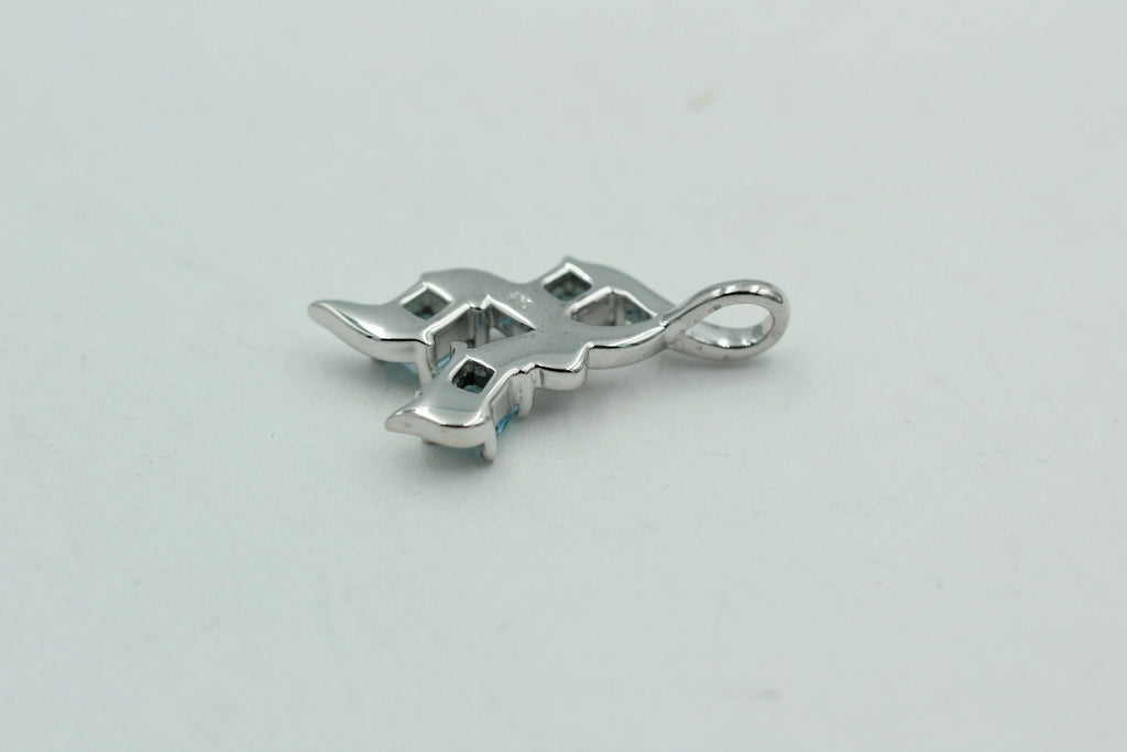 Edler 1,2 Carat Blautopas Anhänger 925 Silber Collier Kette Topasanhänger Top