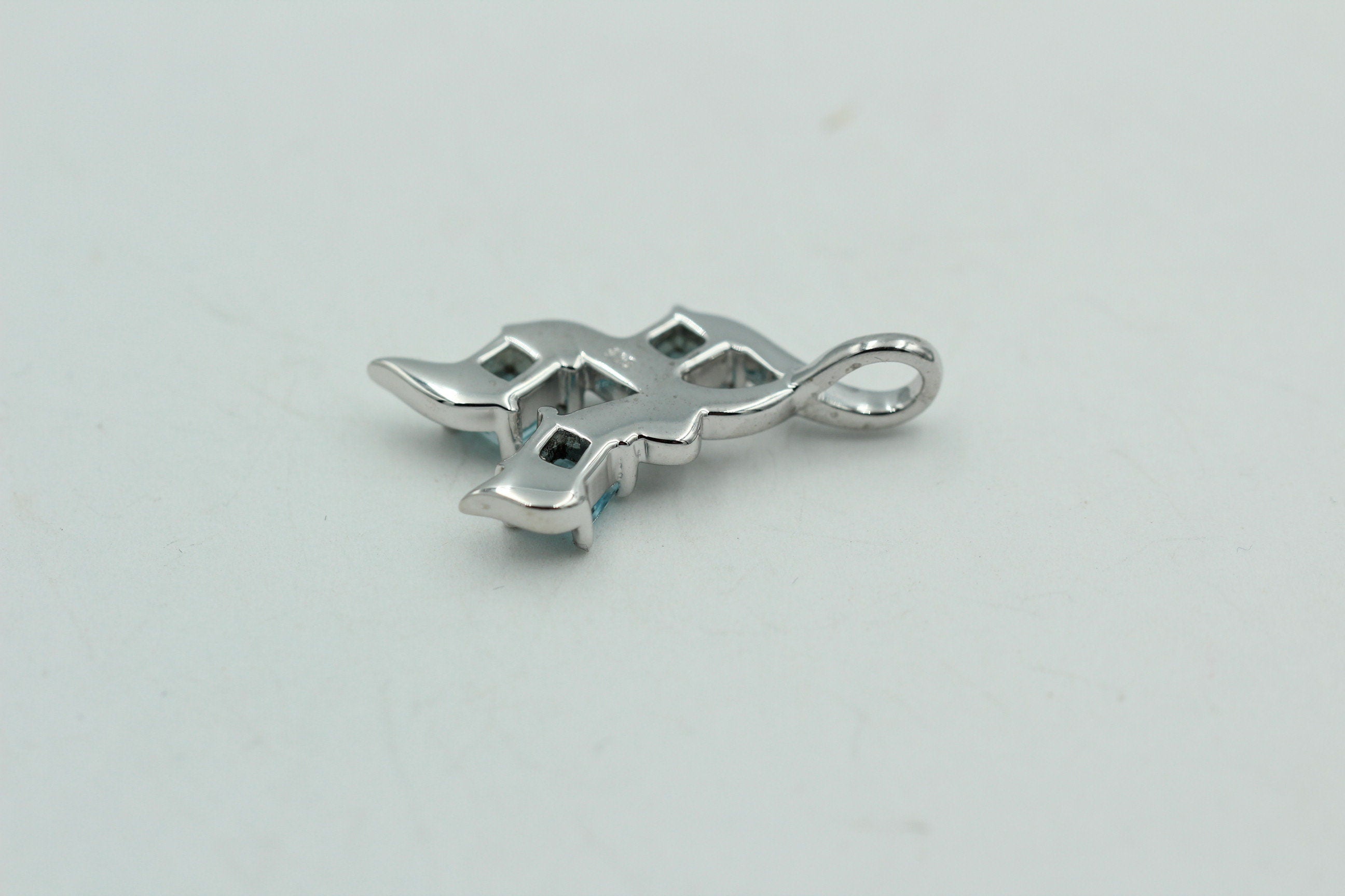 Edler 1,2 Carat Blautopas Anhänger 925 Silber Collier Kette Topasanhänger Top