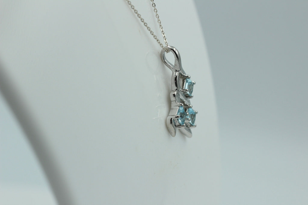 Edler 1,2 Carat Blautopas Anhänger 925 Silber Collier Kette Topasanhänger Top