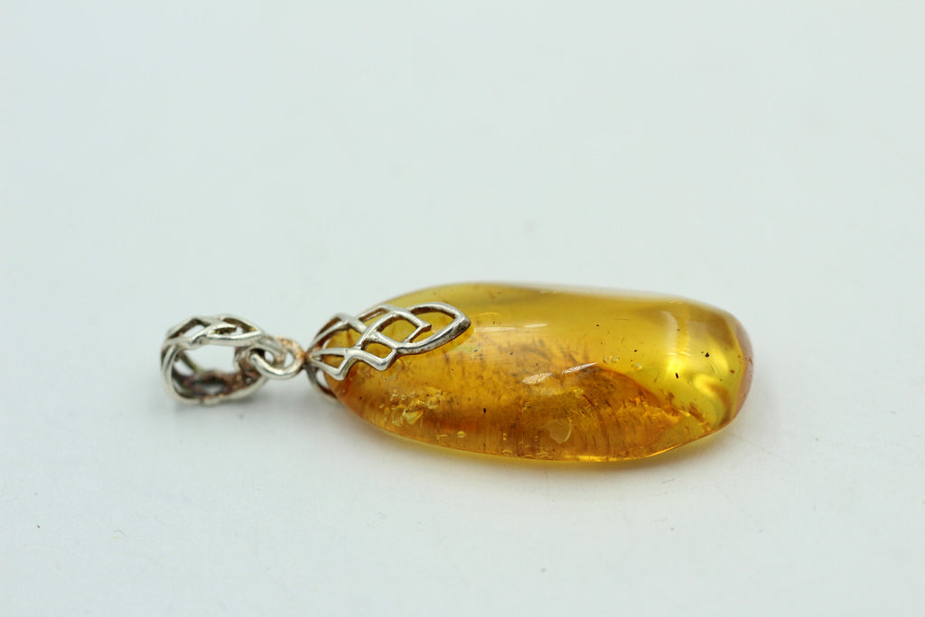 Design Bernstein Anhänger 925 Silber Bernsteinanhänger Collier Kette Bernstein