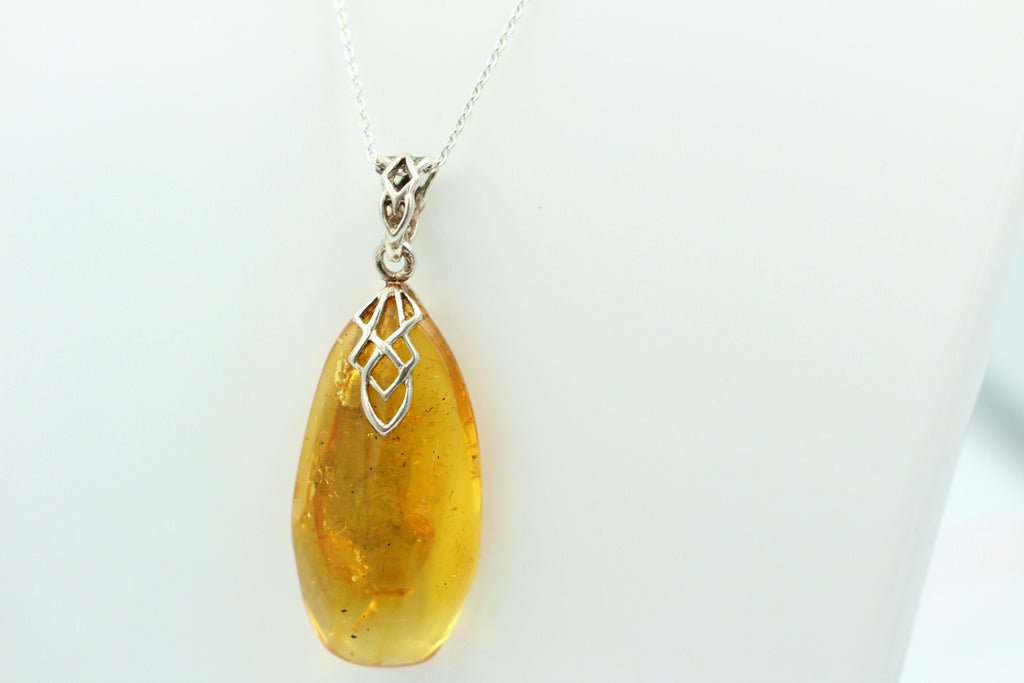 Design Bernstein Anhänger 925 Silber Bernsteinanhänger Collier Kette Bernstein