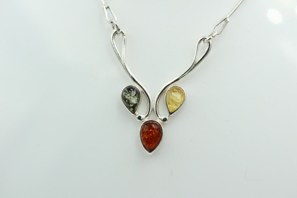 Bernstein Collier Bernstein 925 Sterling Silber Bernsteinkette ca 42 cm