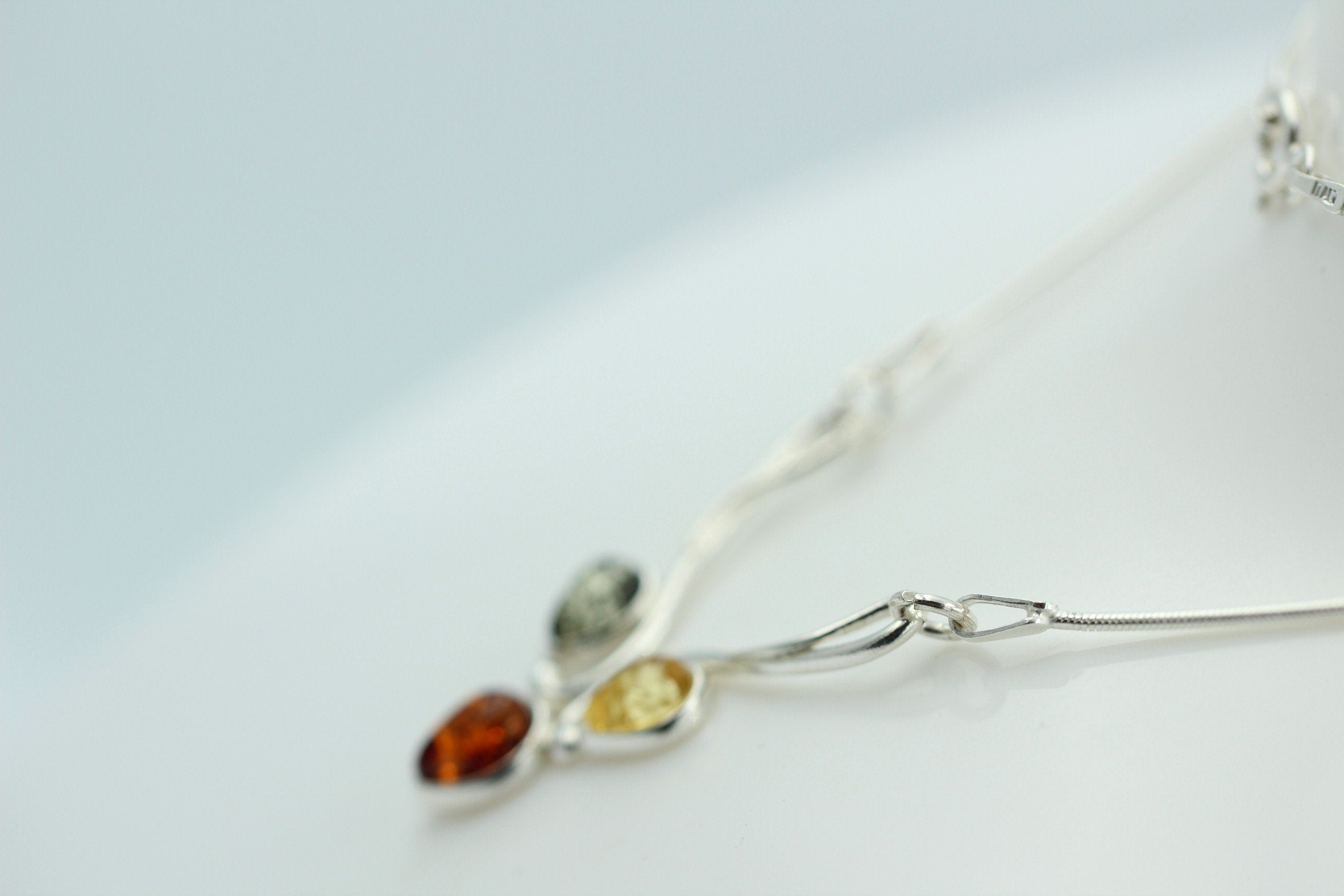 Bernstein Collier Bernstein 925 Sterling Silber Bernsteinkette ca 42 cm