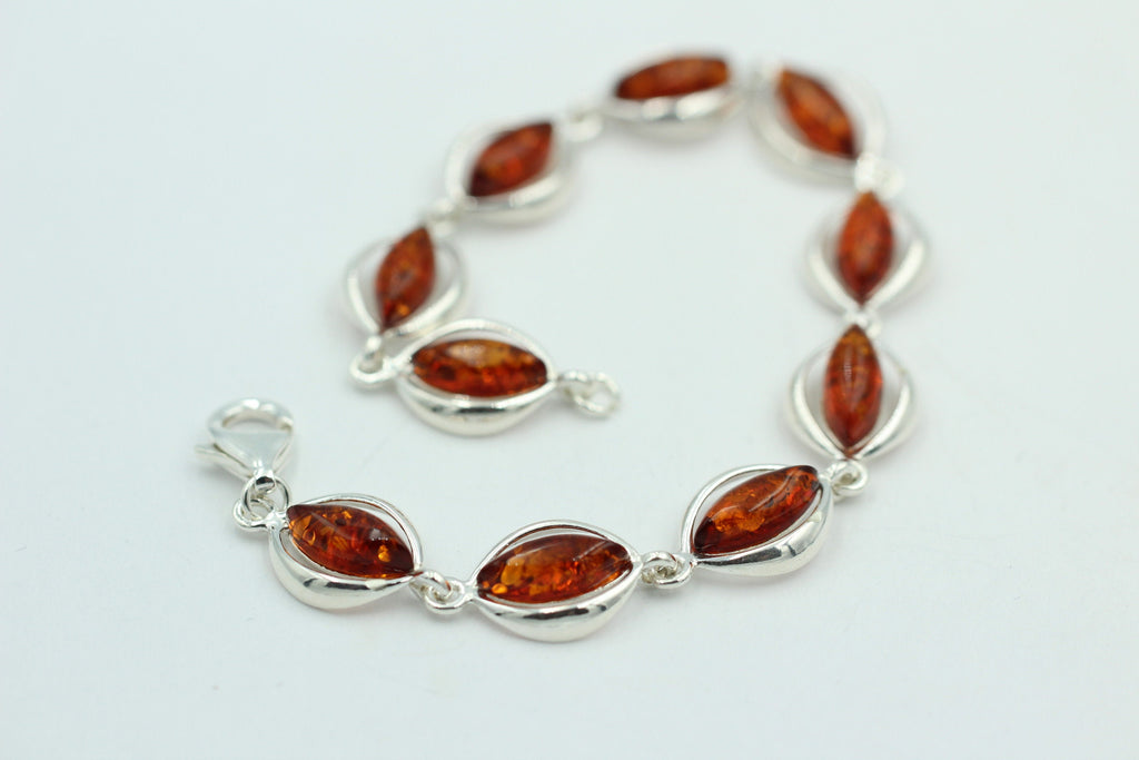 Desing Bernstein Armband 925 Silber ca 19 cm Designer Armband Bernstein Baltikum