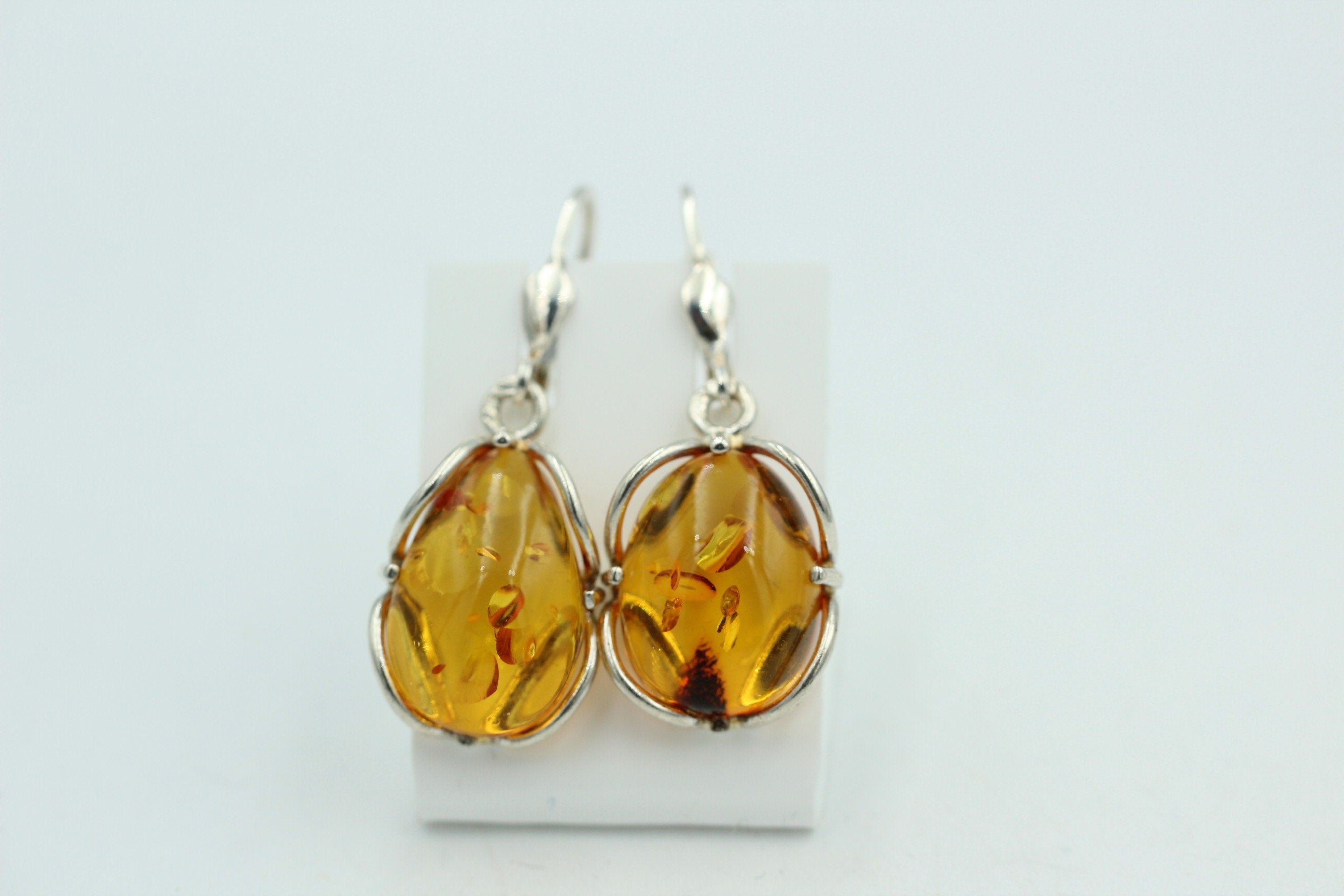 Edle Design Bernstein Ohrhänger 925 Silber Bernstein Letland Ohrschmuck Brisur