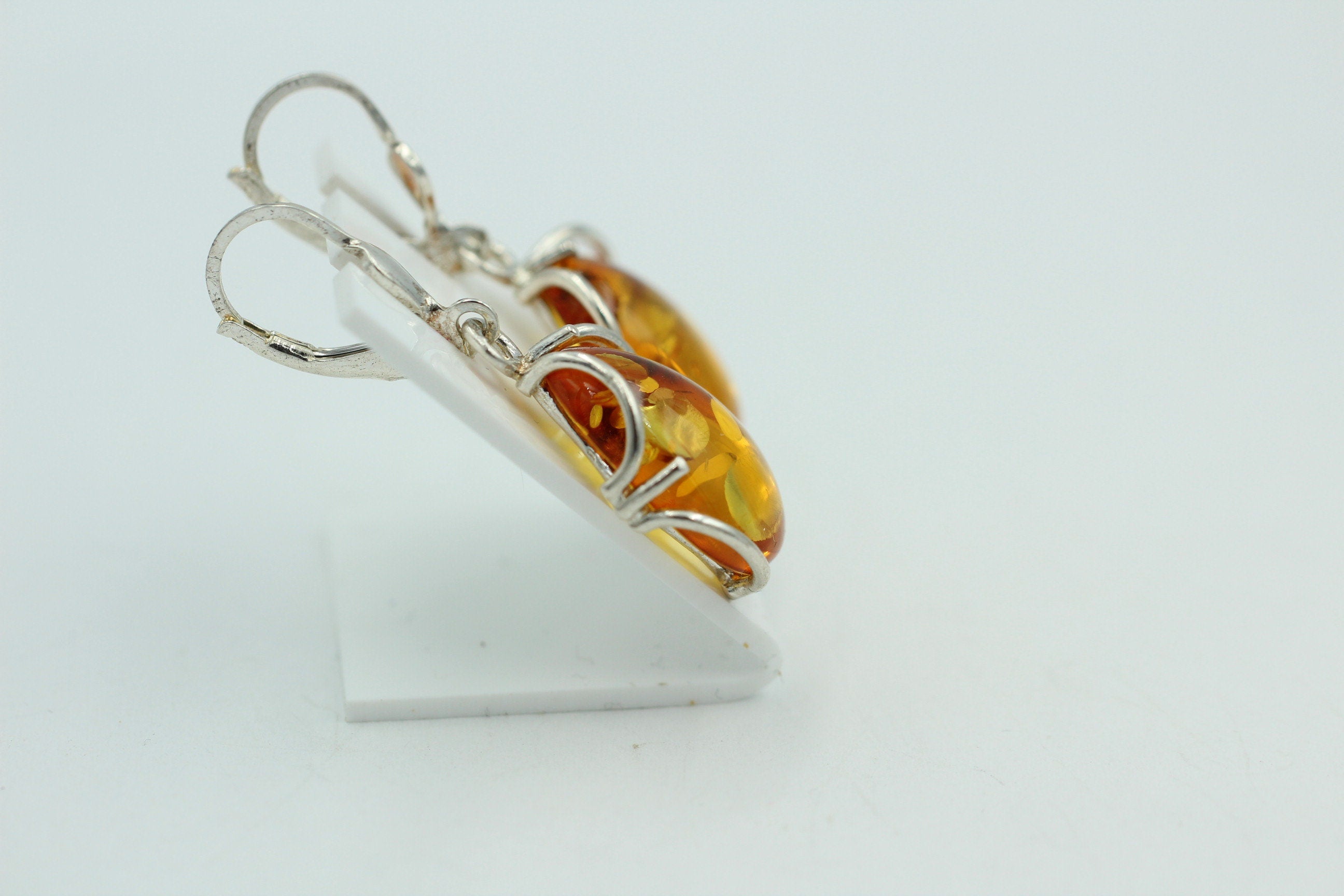 Edle Design Bernstein Ohrhänger 925 Silber Bernstein Letland Ohrschmuck Brisur