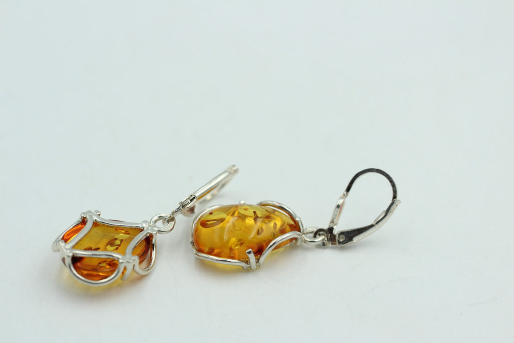Edle Design Bernstein Ohrhänger 925 Silber Bernstein Letland Ohrschmuck Brisur