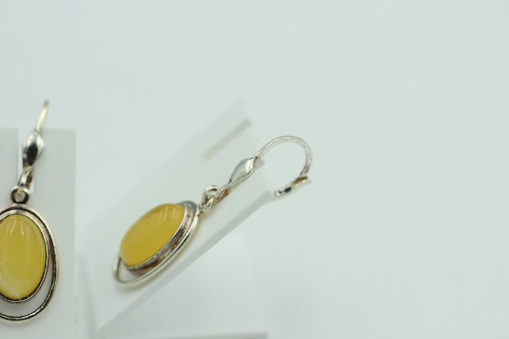 Bernstein Ohrhänger Brisur 925 Silber brauner Bernstein Designohrhänger Top