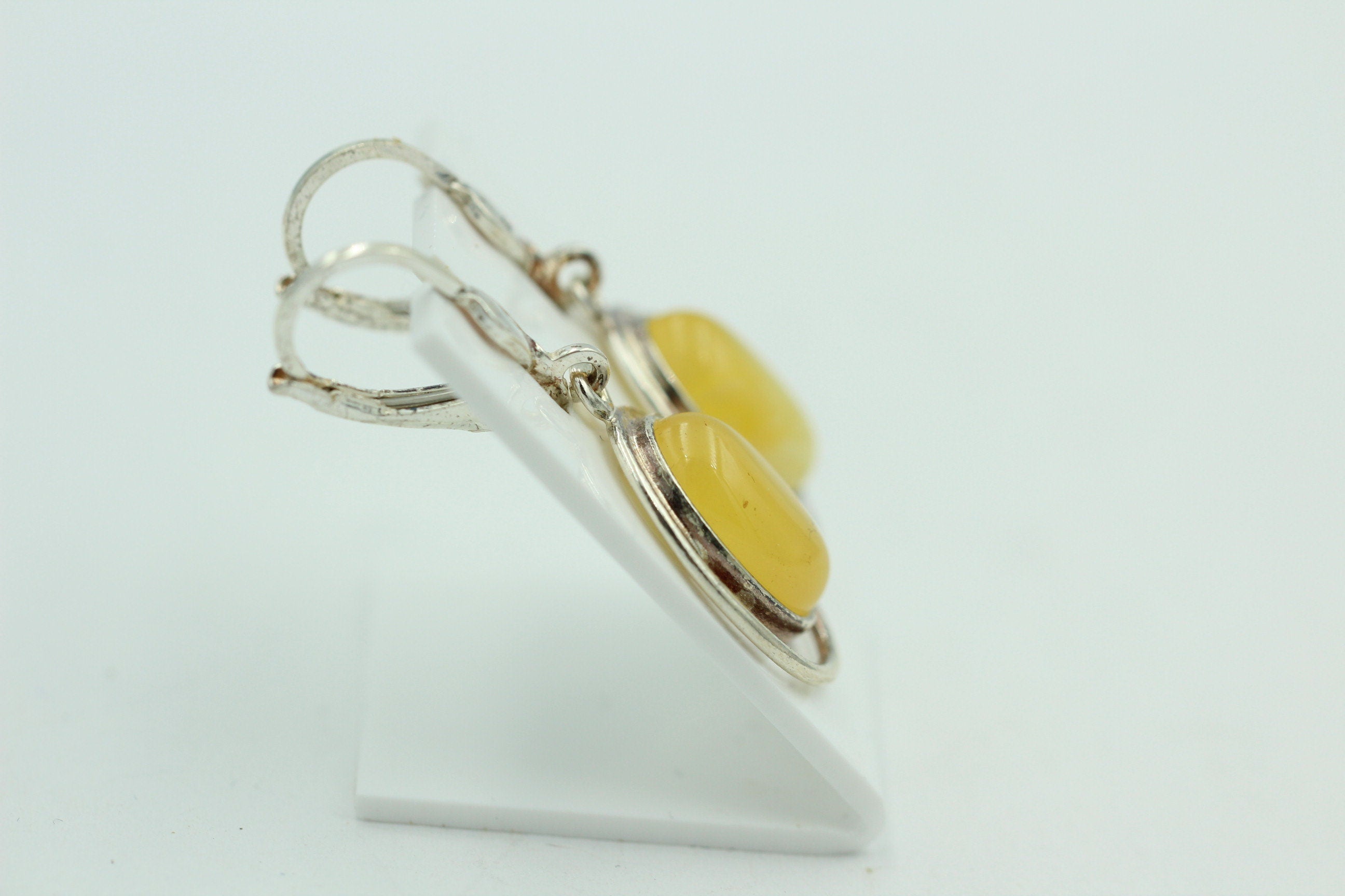 Bernstein Ohrhänger Brisur 925 Silber brauner Bernstein Designohrhänger Top