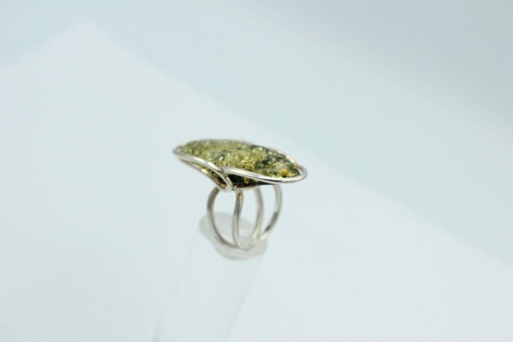 Design Bernstein Fingerring 925 Silber Gr 18, 55 Ringschiene offen Bernstein