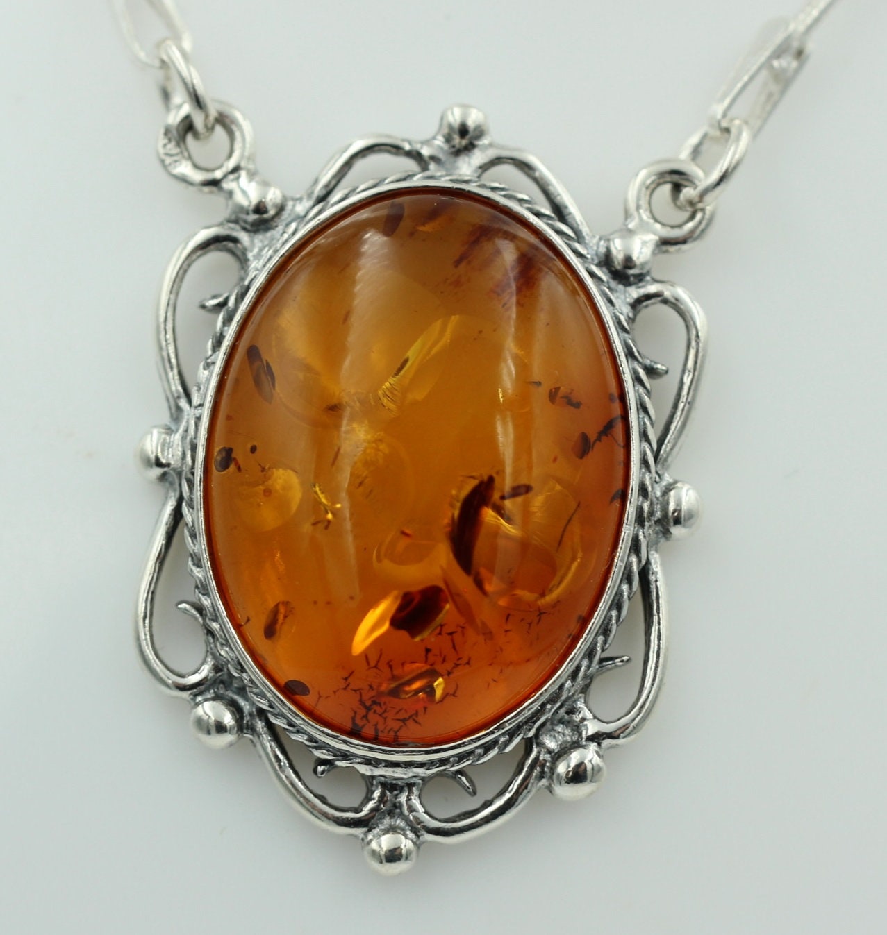 Bernstein Collier Bernstein 925 Sterling Silber Bernsteinkette ca 40 cm