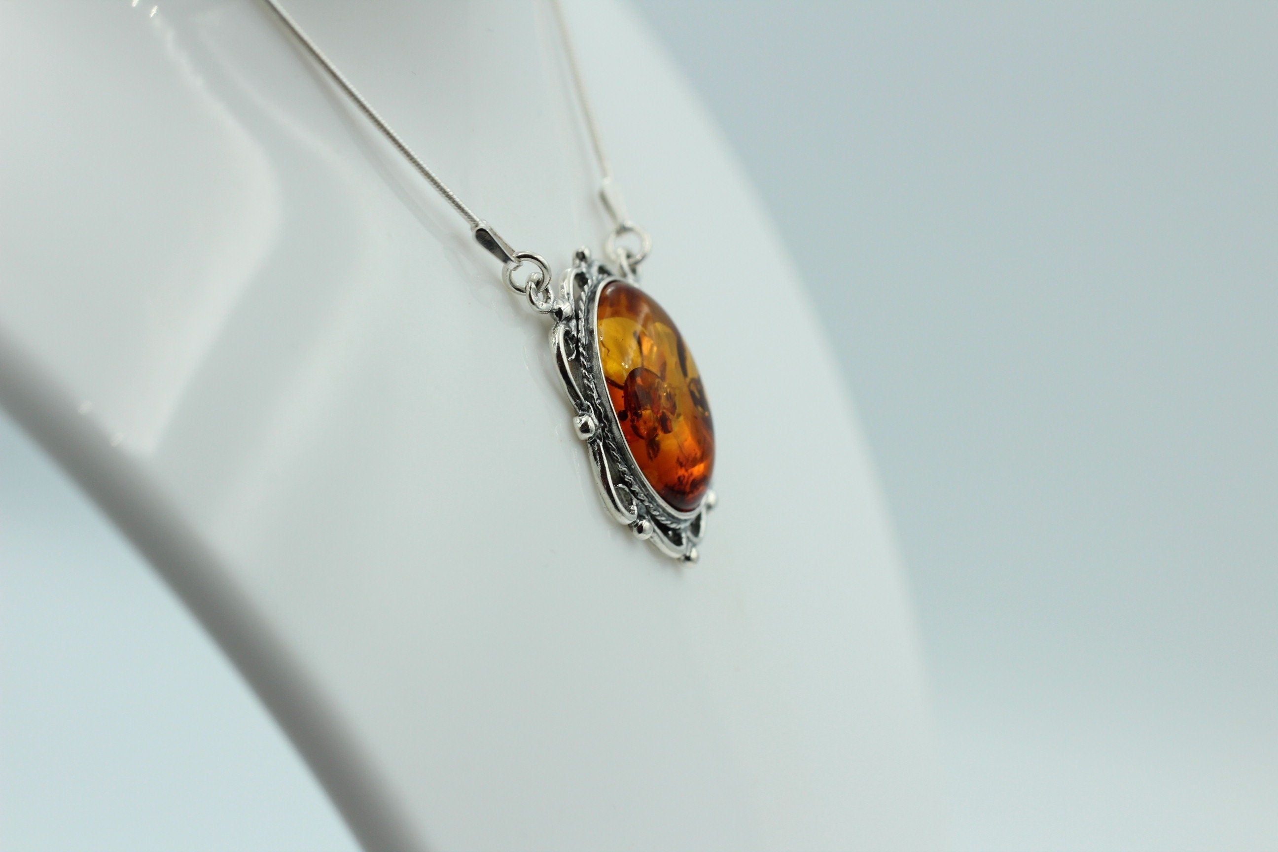 Bernstein Collier Bernstein 925 Sterling Silber Bernsteinkette ca 40 cm