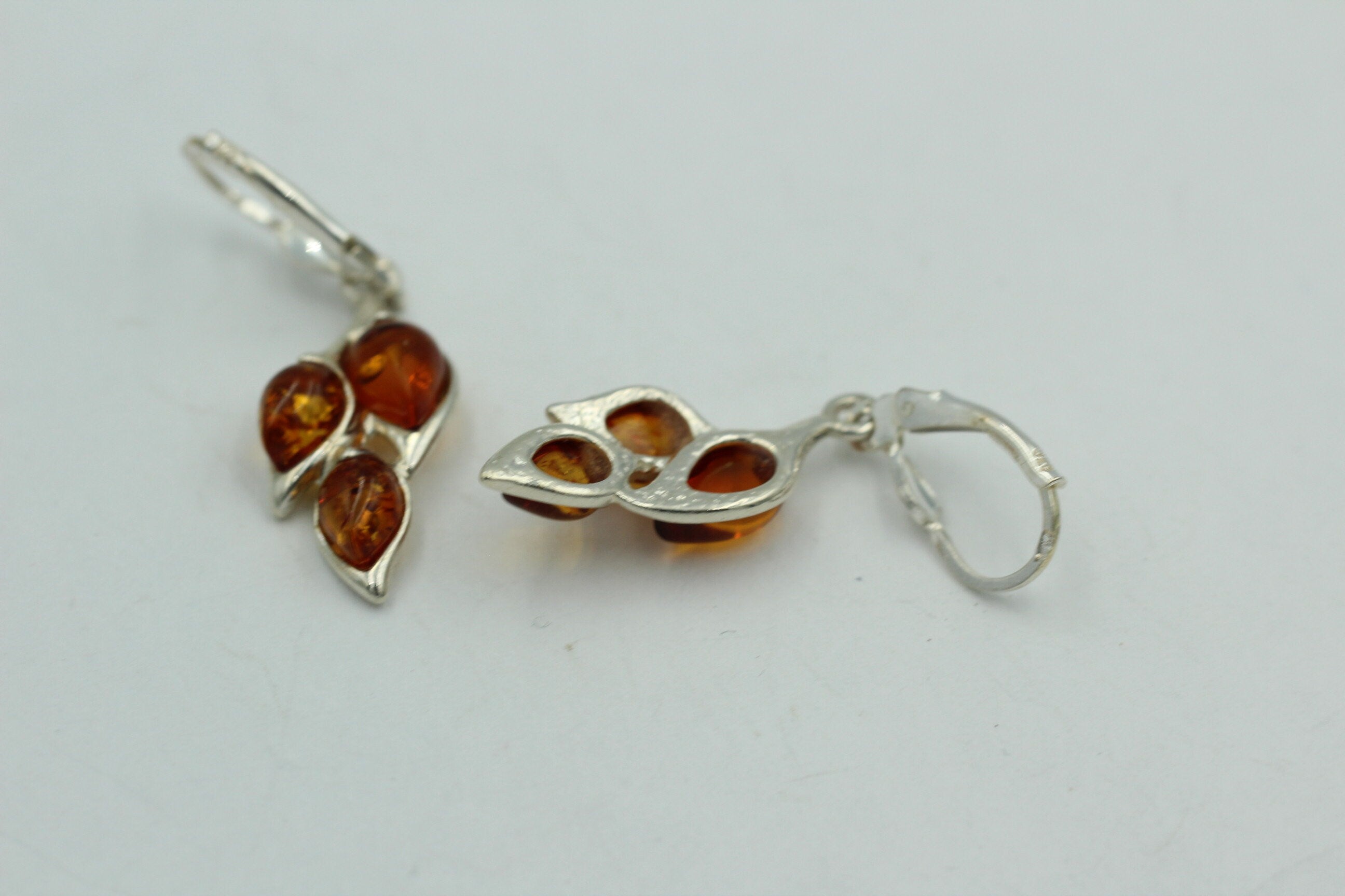 Design Bernstein Ohrhänger 925 Silber Bernsteinohrschmuck 6 Bernsteine Top