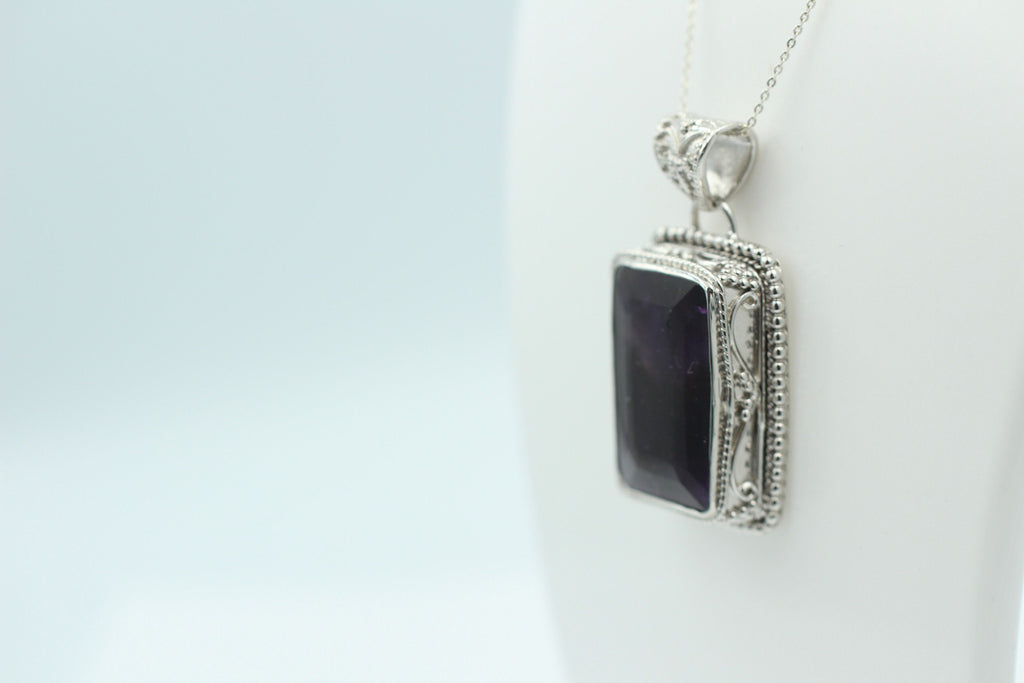 36,4 Carat Amethyst Anhänger 925 SilberUnikat B Qualität