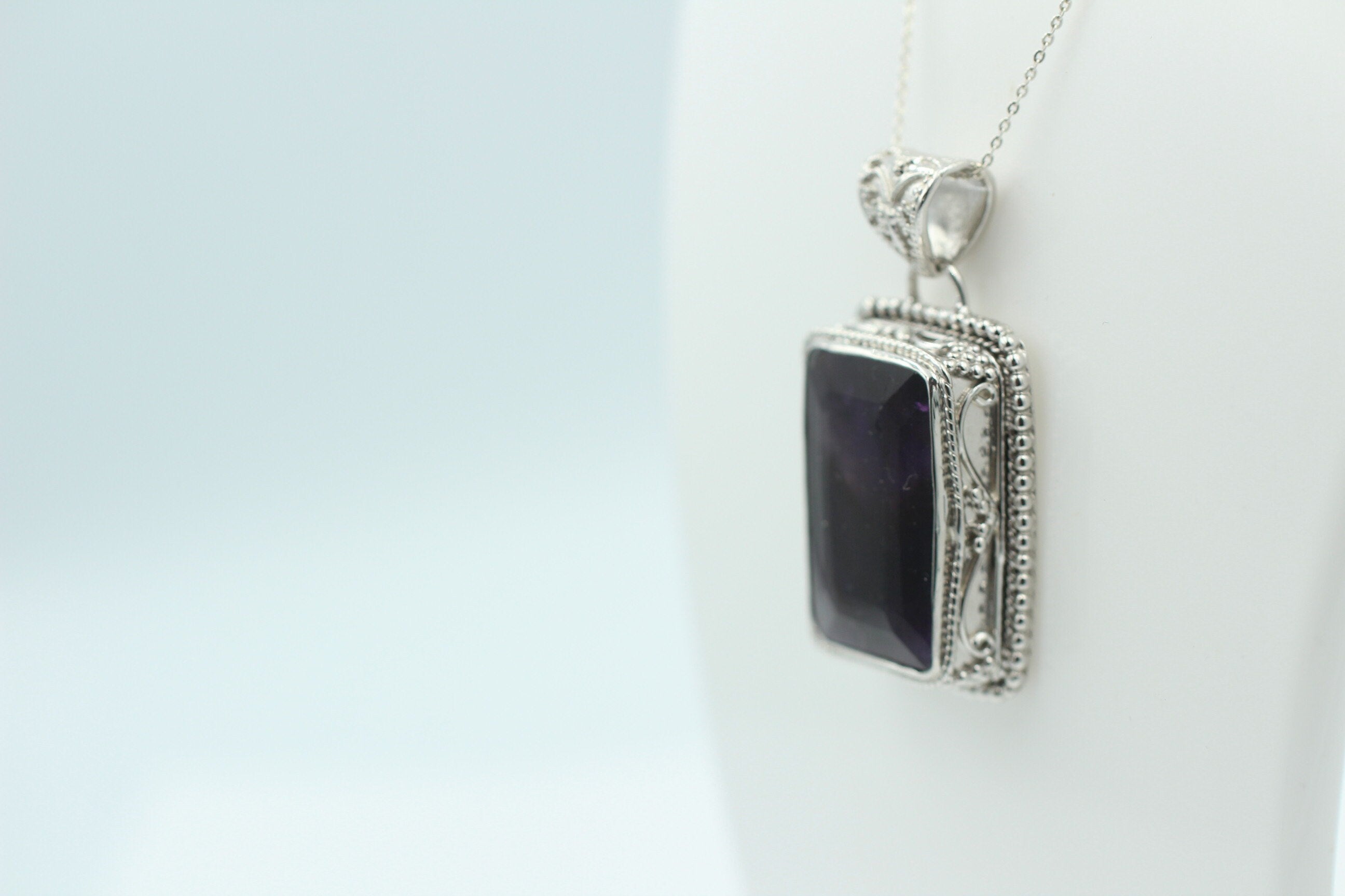 36,4 Carat Amethyst Anhänger 925 SilberUnikat B Qualität