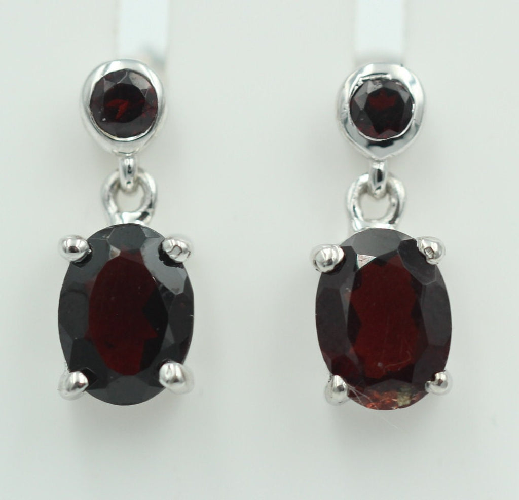 Edle 2,9 Carat Granat Ohrstecker Ohrhänger 925 Silber Granat Ohrschmuck