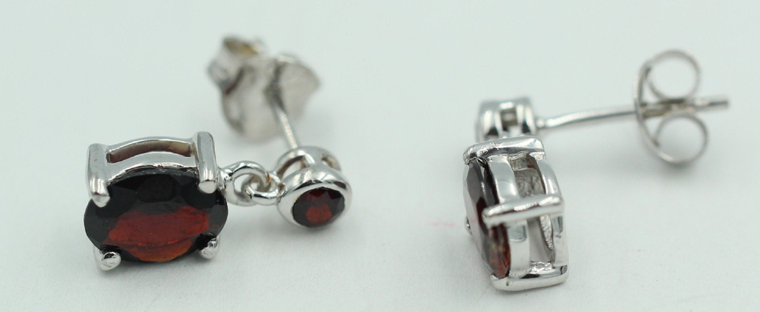 Edle 2,9 Carat Granat Ohrstecker Ohrhänger 925 Silber Granat Ohrschmuck