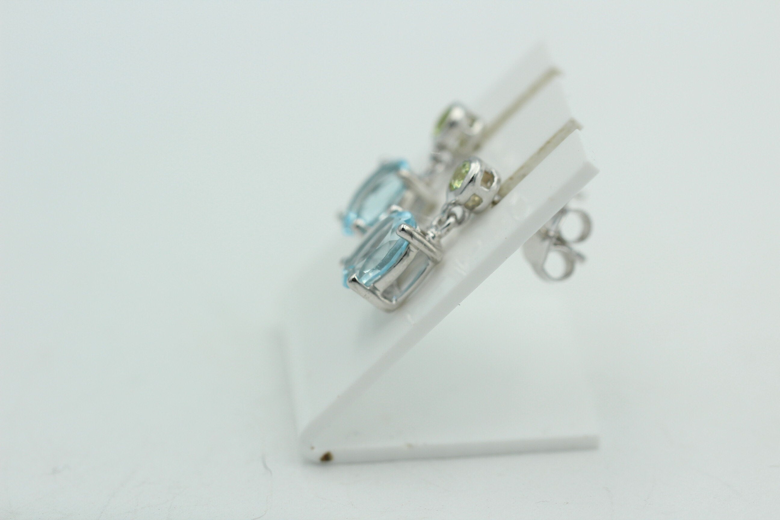 Edle 2,6 Carat Blautopas Peridot Ohrstecker Ohrhänger 925 Silber Ohrschmuck