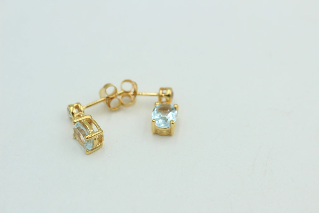 Edle 2,8 Carat Blautopas Ohrstecker Ohrhänger 925 Silber hochwertig vergoldet