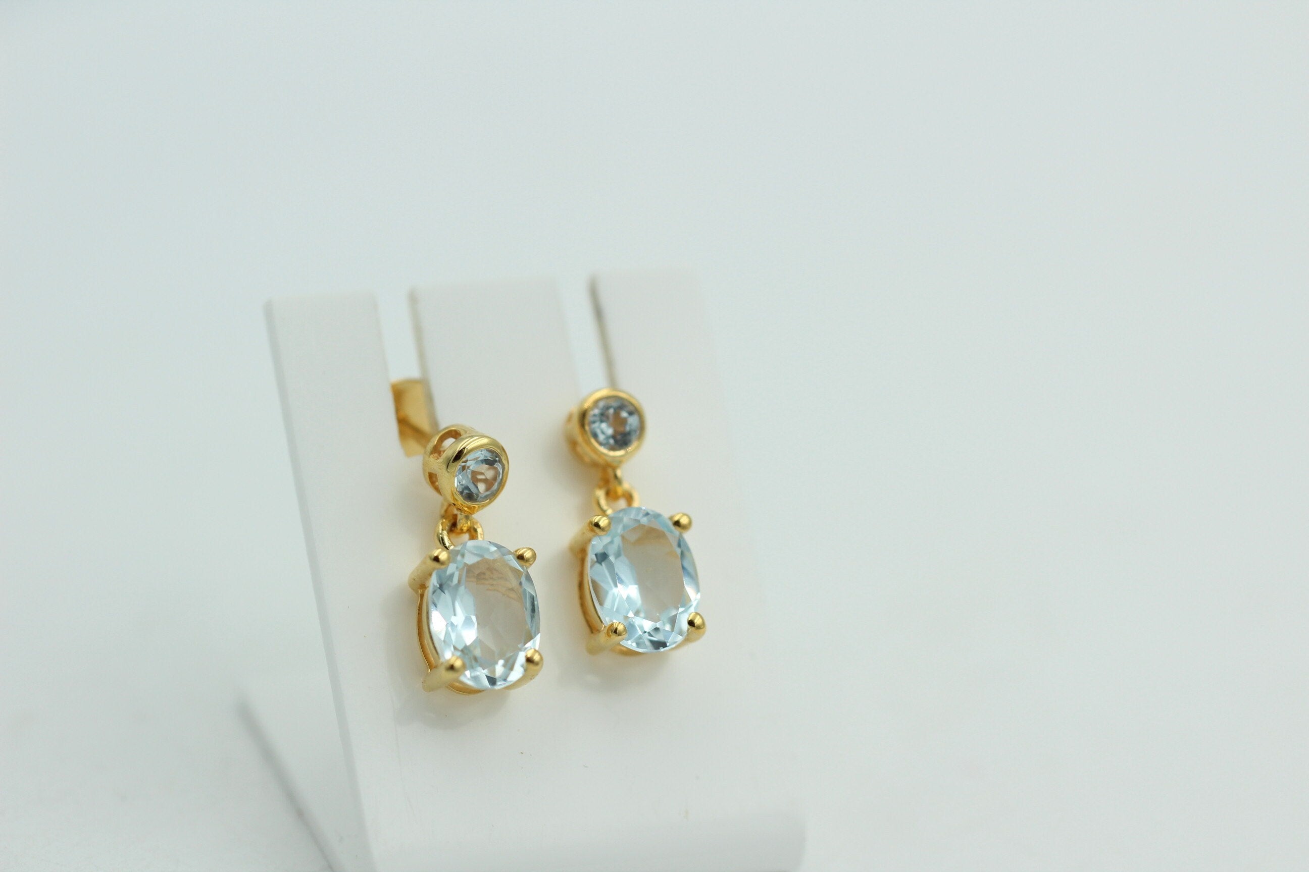 Edle 2,8 Carat Blautopas Ohrstecker Ohrhänger 925 Silber hochwertig vergoldet