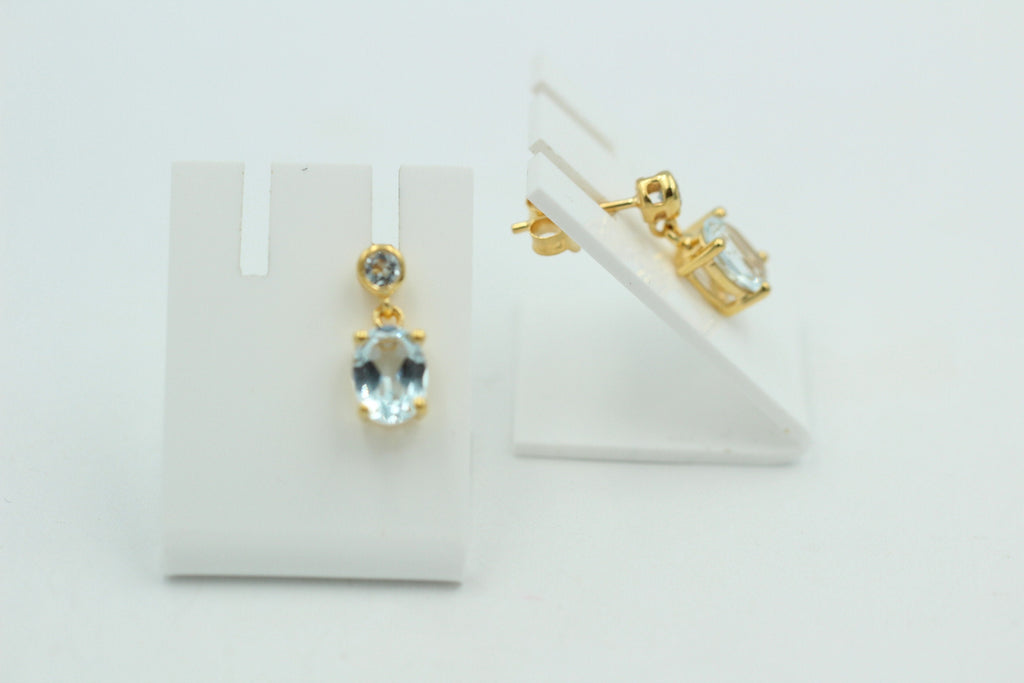 Edle 2,8 Carat Blautopas Ohrstecker Ohrhänger 925 Silber hochwertig vergoldet