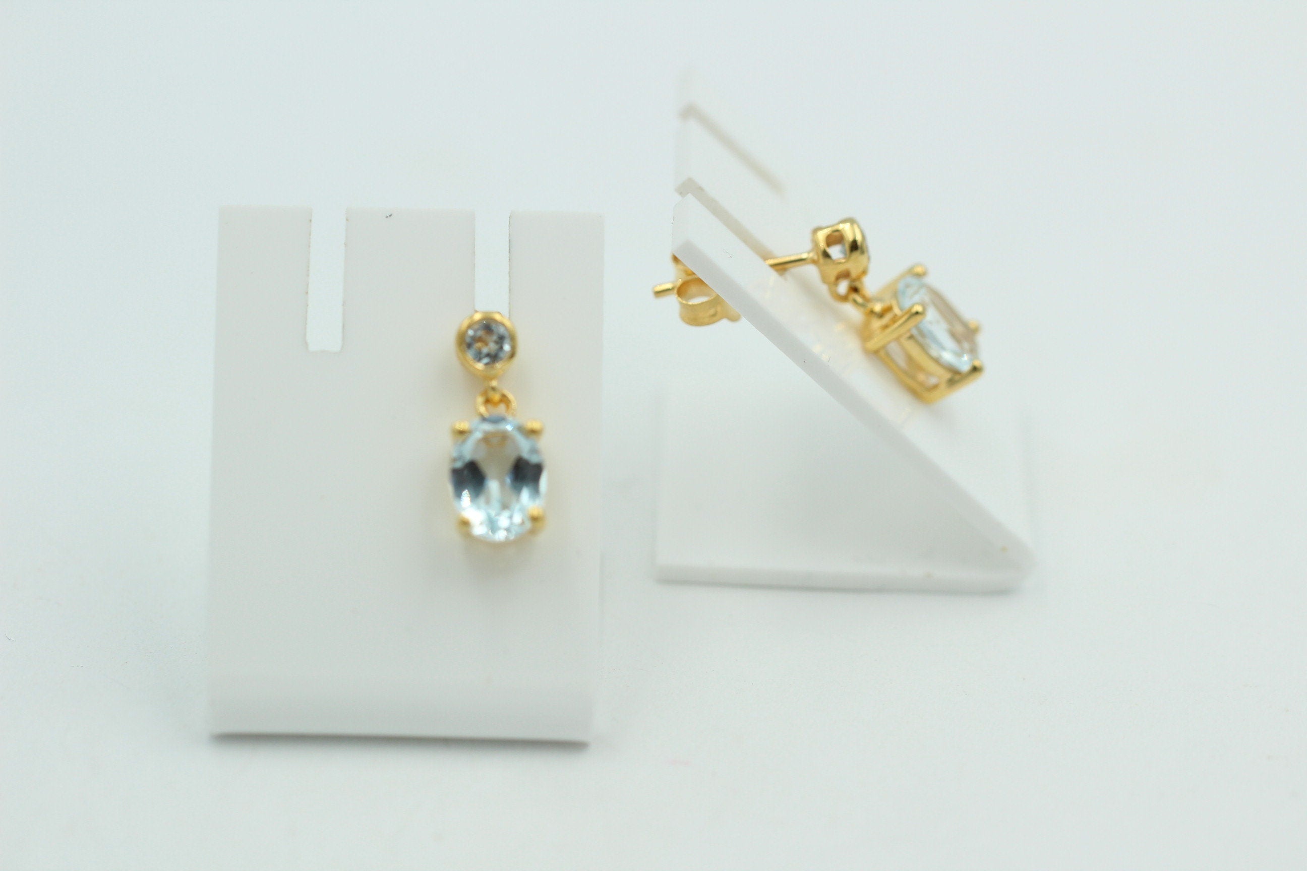 Edle 2,8 Carat Blautopas Ohrstecker Ohrhänger 925 Silber hochwertig vergoldet
