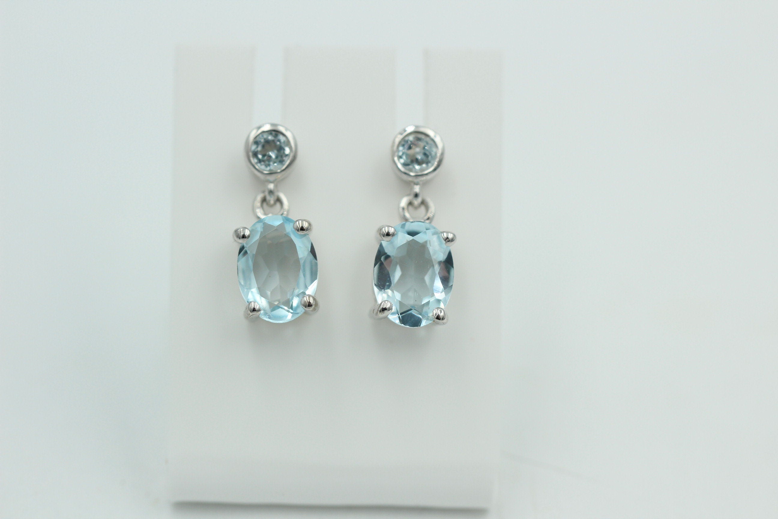 Edle 2,8 Carat Blautopas Ohrstecker Ohrhänger 925 Silber Topas Schmuck