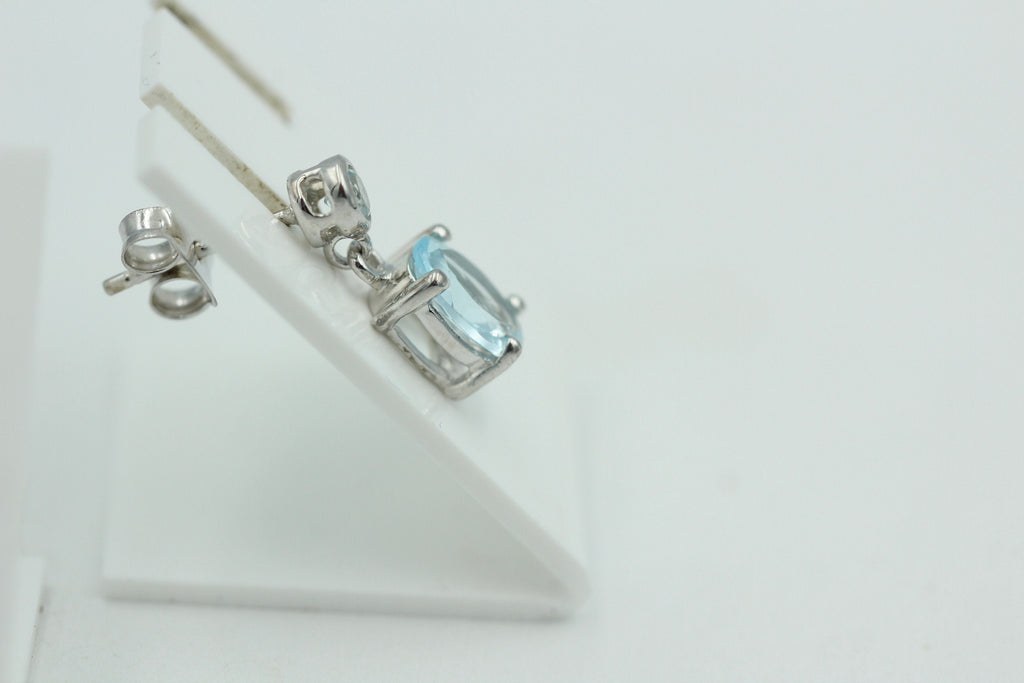 Edle 2,8 Carat Blautopas Ohrstecker Ohrhänger 925 Silber Topas Schmuck
