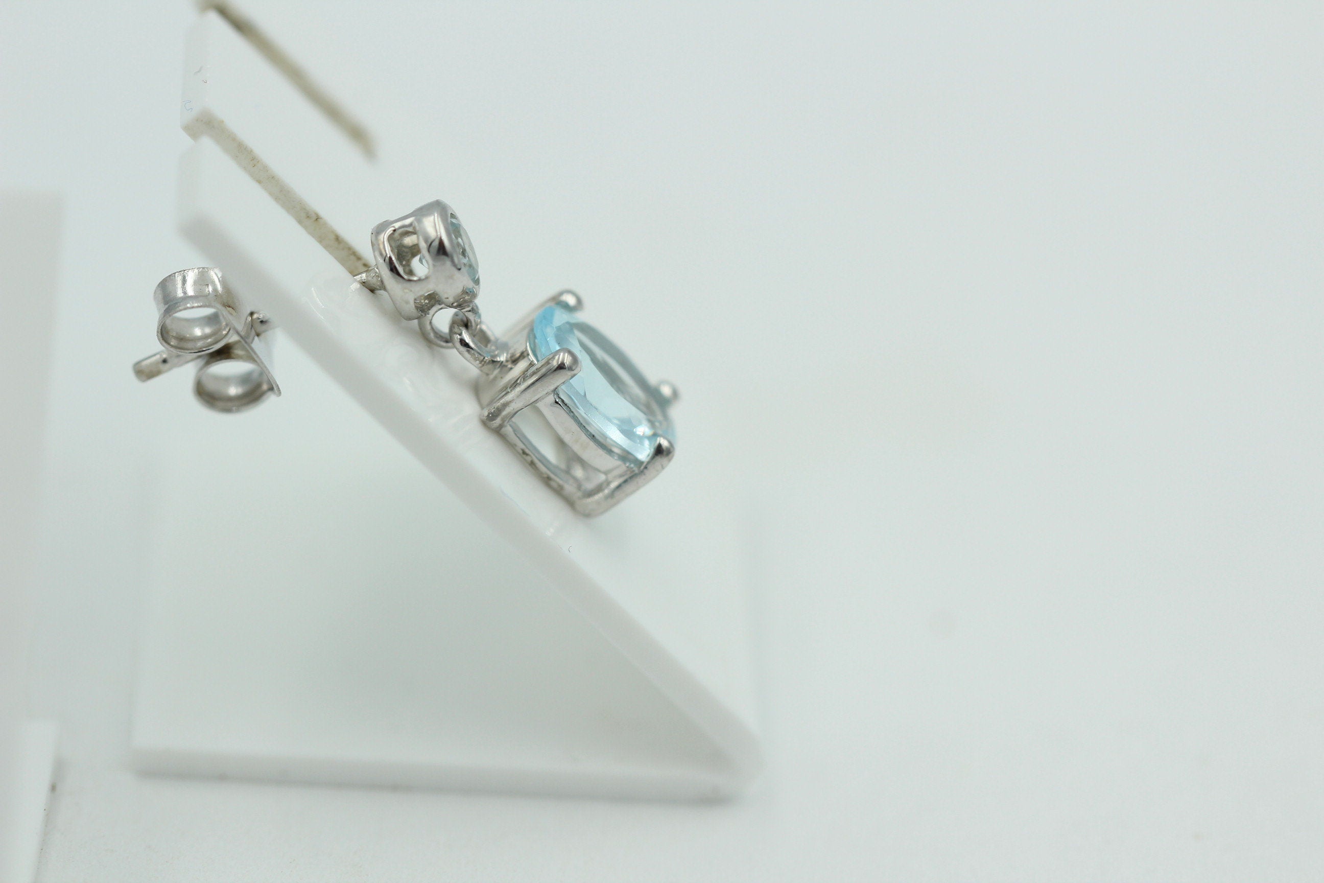 Edle 2,8 Carat Blautopas Ohrstecker Ohrhänger 925 Silber Topas Schmuck