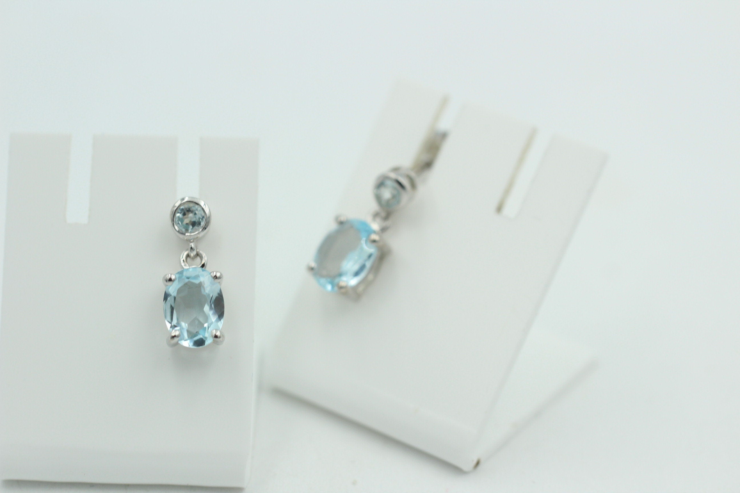 Edle 2,8 Carat Blautopas Ohrstecker Ohrhänger 925 Silber Topas Schmuck