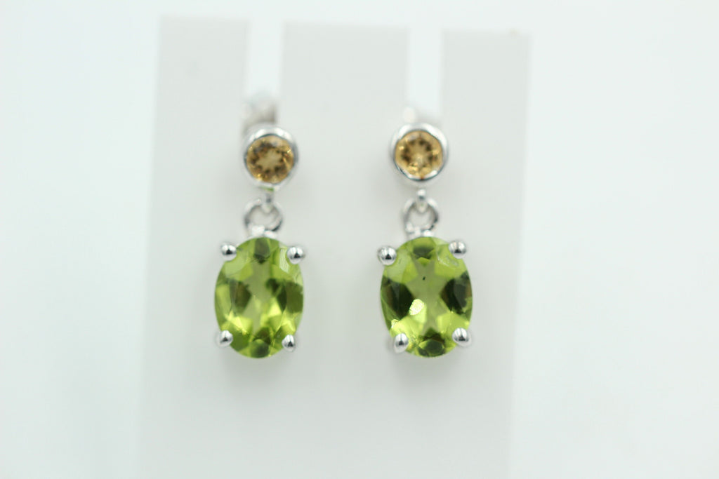 Edle 2,5 Carat Peridot Citron Ohrstecker Ohrhänger 925 Silber Olivin Ohrschmuck